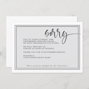 Invitation Événement différé moderne Désolé Reprogrammer l'év