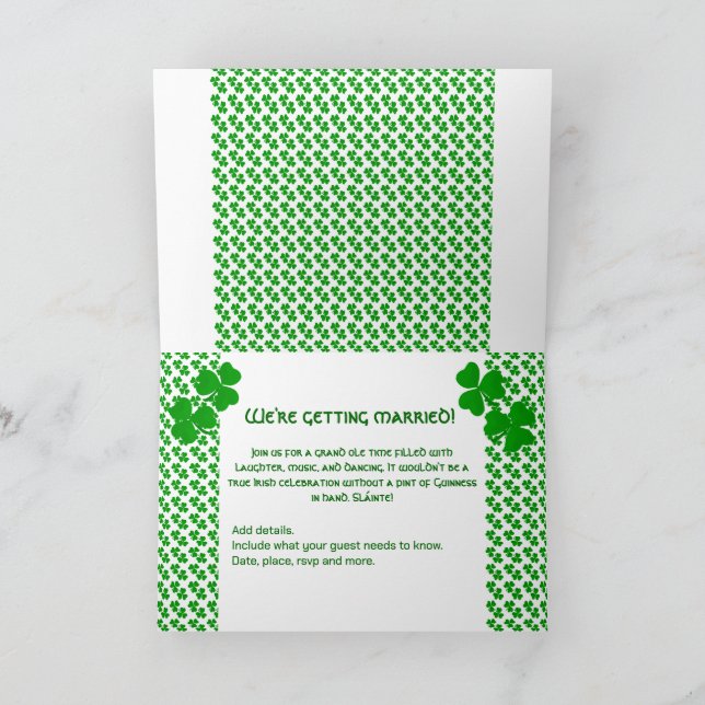 Invitation Événement du mariage shamrock irlandais (Intérieur)