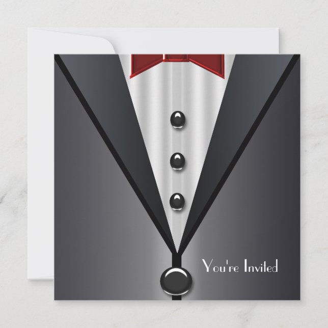 Invitation Événement Formel Black Tie Smoking Soirée Black Ti (Devant)