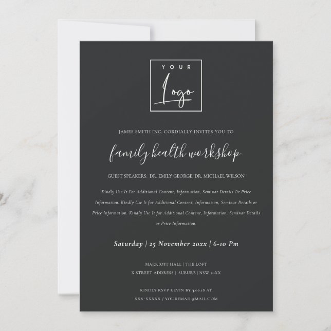 INVITATION ÉVÉNEMENT GALA ATELIER LOGO KRAFT NOIR & BLANC (Devant)