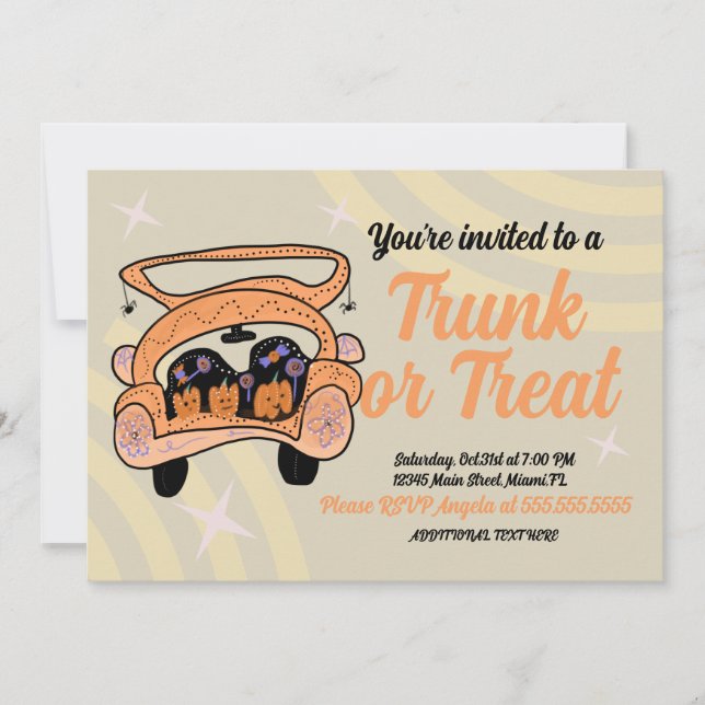 Invitation Événement Halloween Trunk Rétro (Devant)