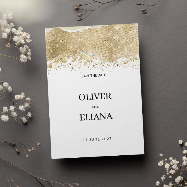 Invitation Événement Luxe blanc argent or paillettes Save the (Luxury white silver gold glitter Save the Date )