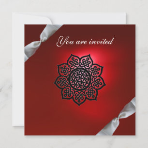 Invitation événement magique ruban blanc rouge champagne