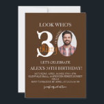 Invitation Événement minimaliste 30e anniversaire, Hommes Dig<br><div class="desc">Evite minimaliste anniversaire 30e, Hommes Digital 30e Invitation avec photo, évite anniversaire pour homme, Black Gold, électronique, modifiable</div>