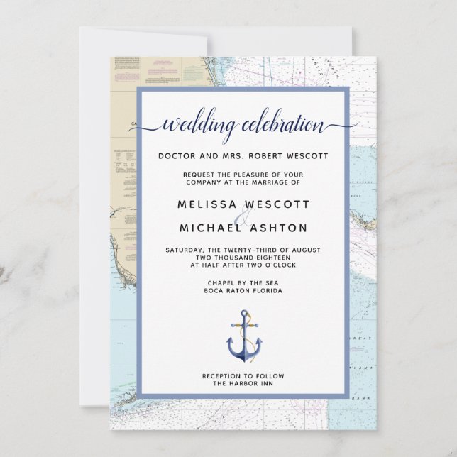 Invitation Événement nautique traditionnel / Mariage | Florid (Devant)