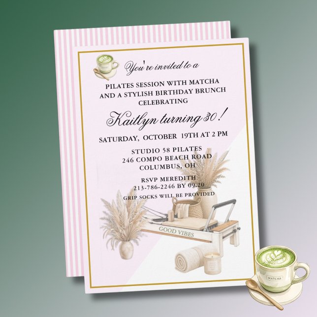 Invitation Événement pour les 30 ans de Pilates & Matcha (tou (Créateur téléchargé)