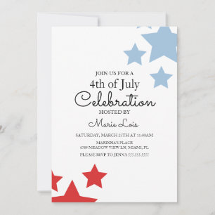 Invitation Événement Simple Patriotique du 4 Juillet Étoiles