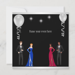 Invitation Événement spécial des ballons blancs d'argent noir