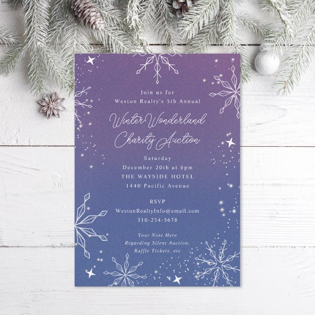 Invitation Événement spécial flocon de neige ombré violet (Créateur téléchargé)