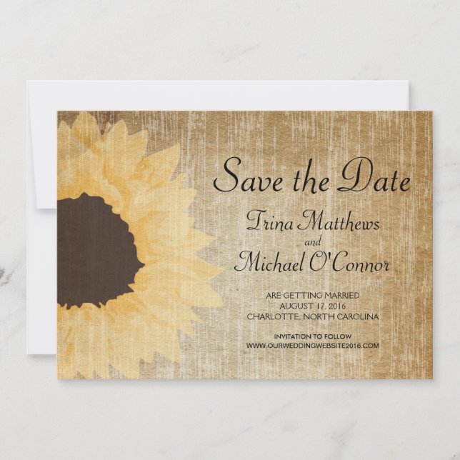 Invitation Événement Tournesol Rustc Save the Date (Devant)