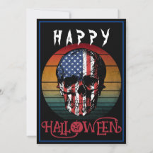 ÉVÉNEMENT USA DRApeau VINTAGE CRÂNE JOYEUX HALLOWE