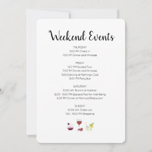 Invitation Événements Élégants de Weekend Itinéraire