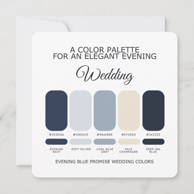 Invitation Evening Blue Wedding Color Palette Elegant Wedding (Devant)