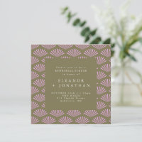 Éventails Art Déco en vert olive et lilas pour dîn