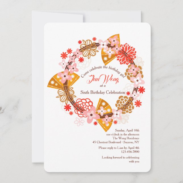 Invitation Éventails et Fleurs (Devant)