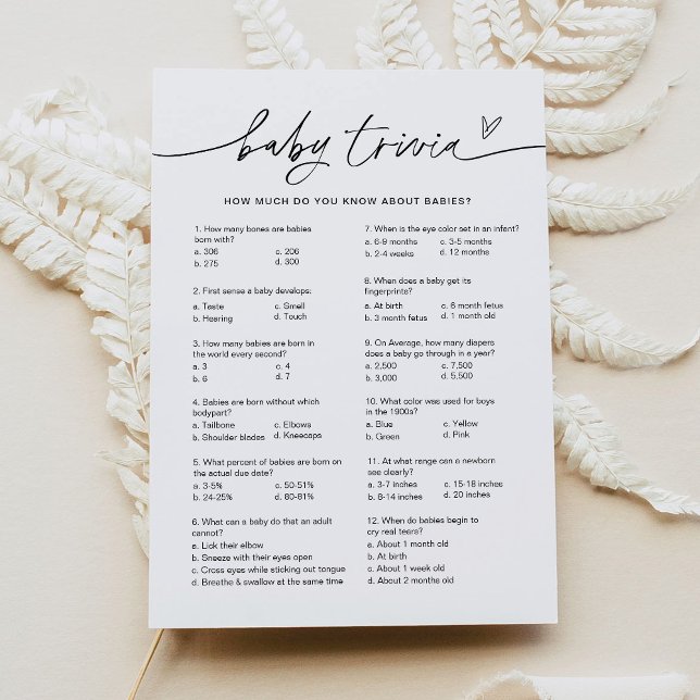 Invitation EVERLEIGH Baby Trivia Baby shower Game Card (Créateur téléchargé)