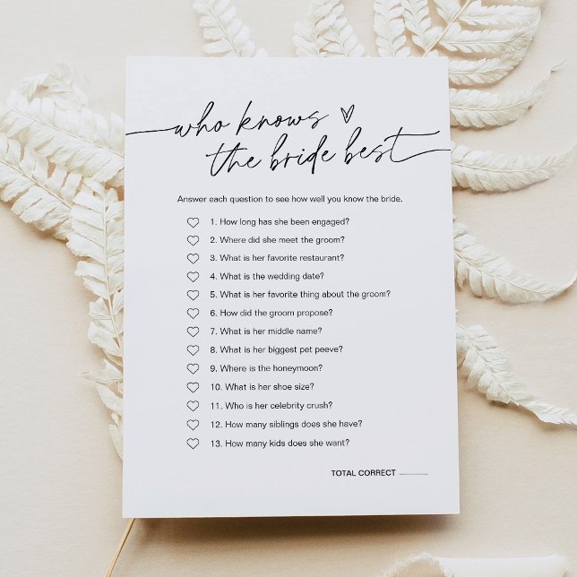 Invitation EVERLEIGH Qui Connaît La Mariée Meilleur Jeu De Ma (Créateur téléchargé)