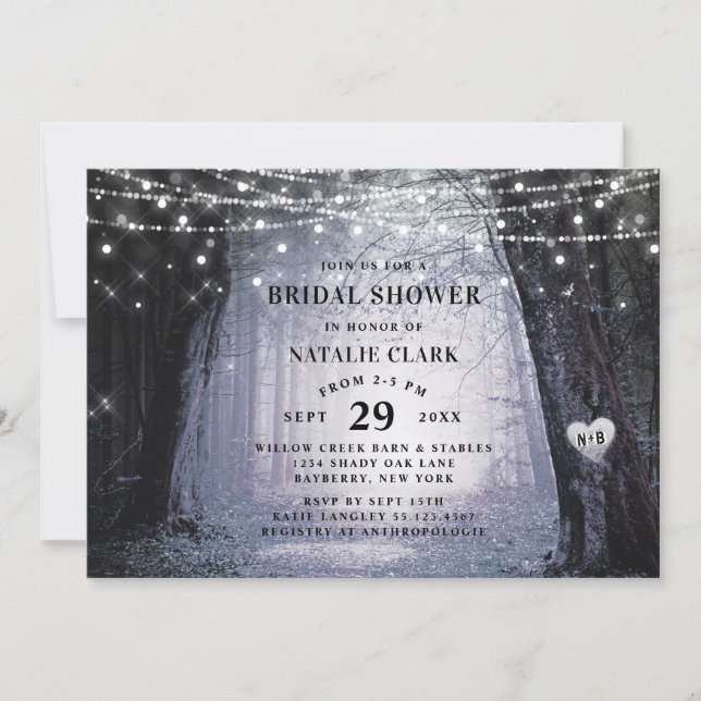Invitation Evermore | Fête des mariées violet de forêt enchan (Devant)