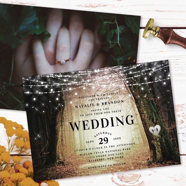 Invitation Evermore | Forêt de fée enchantée | Mariage orange (Set the tone for an enchanting woodland celebration with the Evermore wedding invitation!)