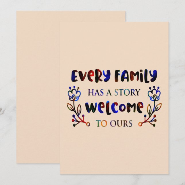 Invitation Every Family Has A Story Welcome to Ours, Family I (Devant / Derrière)