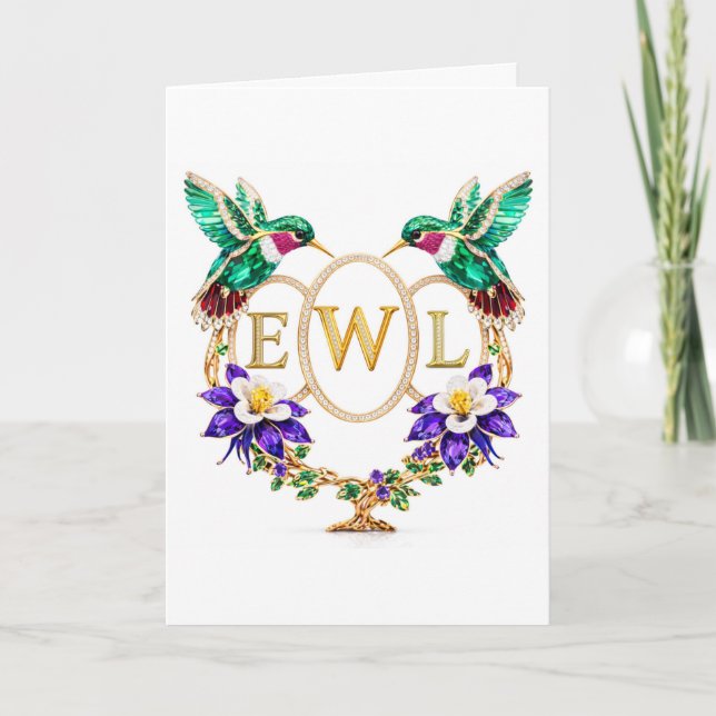 Invitation EWL Hummingbird Any Letters Custom Folded Wedding (Devant)