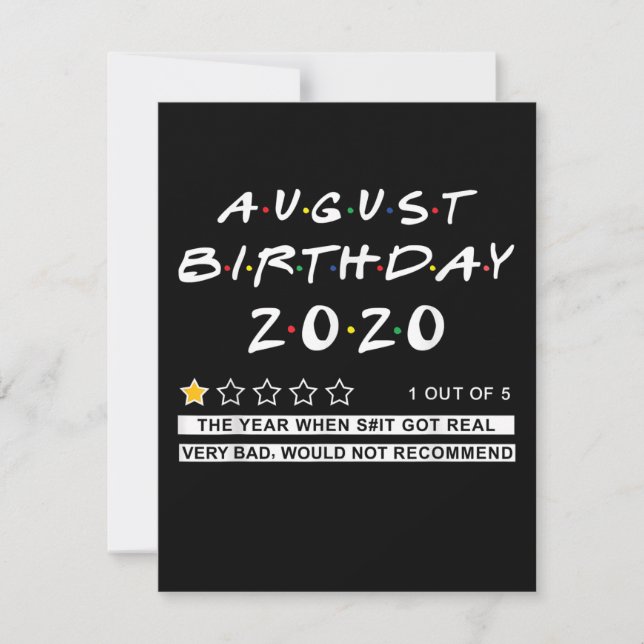 Invitation Examen 2020 août Anniversaire Très Mauvais (Devant)