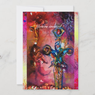 Invitation EXCALIBUR 2, rouge vif , rose pourpre