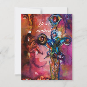 Invitation EXCALIBUR 4, rouge vif , rose pourpre