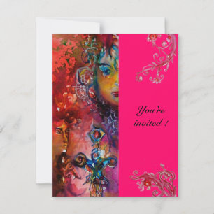 Invitation EXCALIBUR fuchsia rouge rose violet blanc