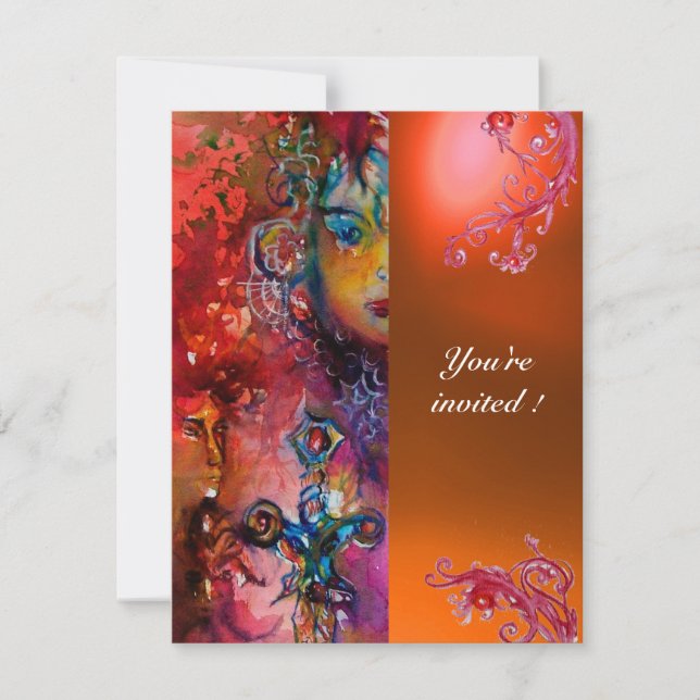 Invitation EXCALIBUR gemme rouge vif, rose bleu orange (Devant)