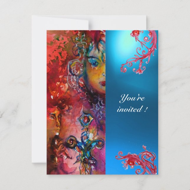 Invitation EXCALIBUR gemme rouge vif, rose bleu orange bleu (Devant)