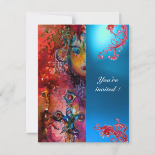 Invitation EXCALIBUR gemme rouge vif, rose bleu orange bleu