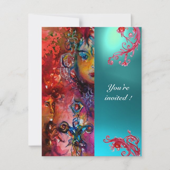 Invitation EXCALIBUR gemme rouge vif, rose bleu orange bleu (Devant)