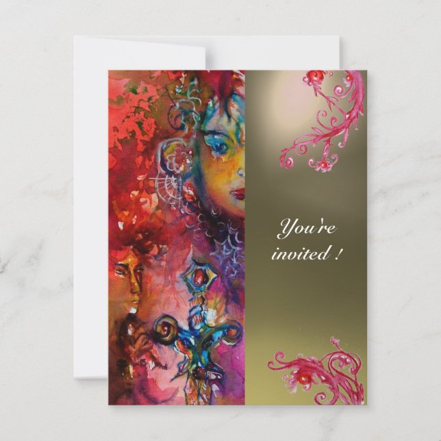 Invitation EXCALIBUR gemme rouge vif, rose bleu orange gris (Devant)