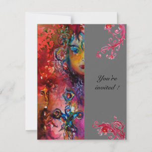 Invitation EXCALIBUR, gris rouge vif