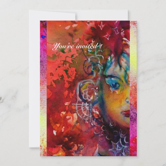 Invitation EXCALIBUR LADY OF THE LAKE Red Purple Aquarelle (Devant)