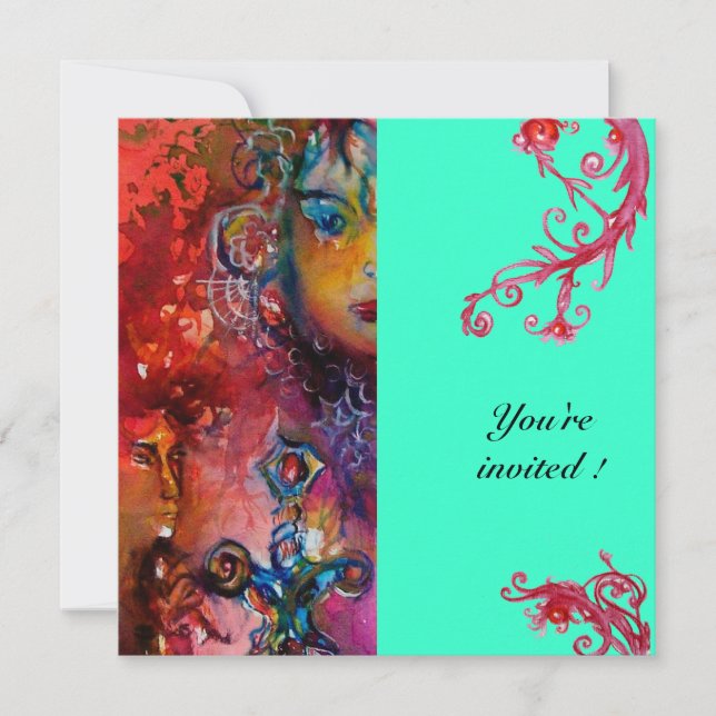 Invitation EXCALIBUR, rouge vif, bleu (Devant)