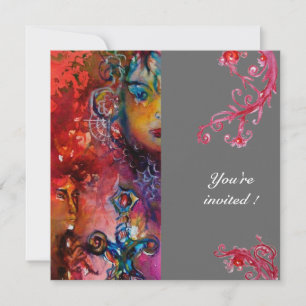 Invitation EXCALIBUR, rouge vif, gris