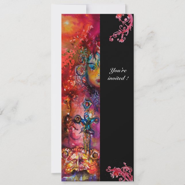 Invitation EXCALIBUR , rouge vif , noir (Devant)