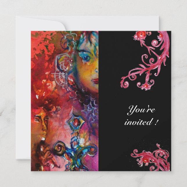 Invitation EXCALIBUR, rouge vif, noir (Devant)