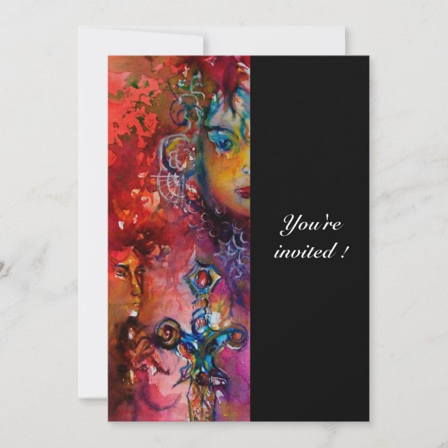 Invitation EXCALIBUR, rouge vif, noir (Devant)