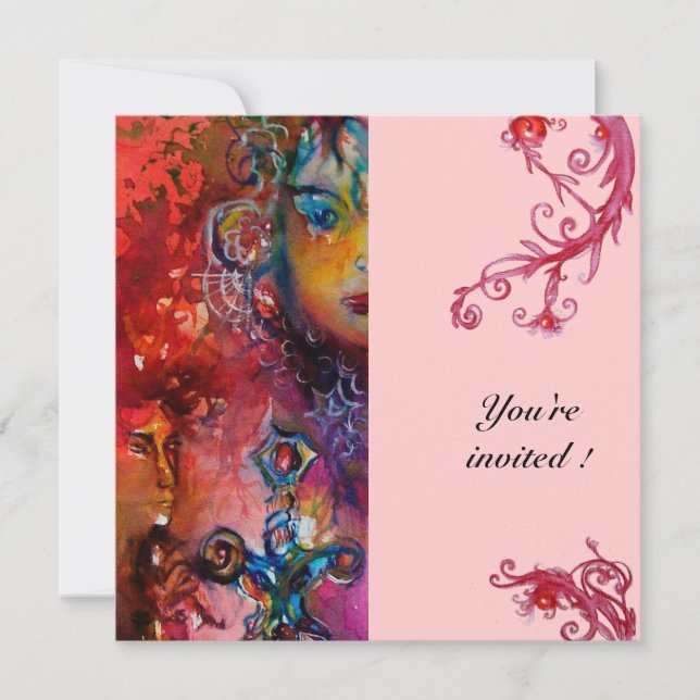 Invitation EXCALIBUR , rouge vif , rose (Devant)