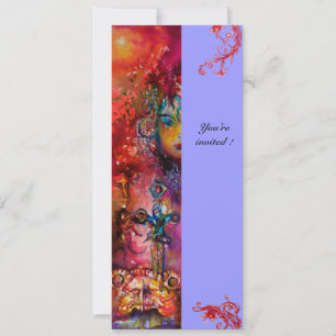 Invitation EXCALIBUR , rouge vif , rose bleu