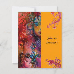 Invitation EXCALIBUR , rouge vif , rose bleu
