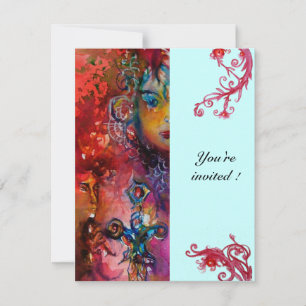 Invitation EXCALIBUR , rouge vif , rose bleu