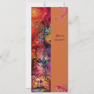 Invitation EXCALIBUR, rouge vif, rose bleu jaune