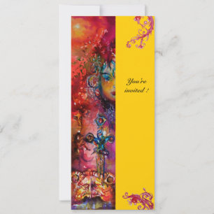 Invitation EXCALIBUR, rouge vif, rose bleu jaune