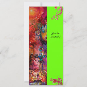 Invitation EXCALIBUR , rouge vif , rose bleu vert