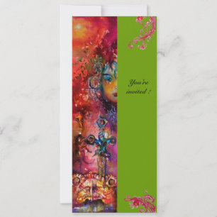 Invitation EXCALIBUR , rouge vif , rose bleu vert