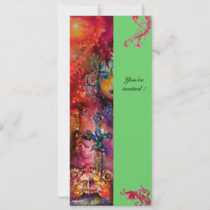 Invitation EXCALIBUR , rouge vif , rose bleu vert